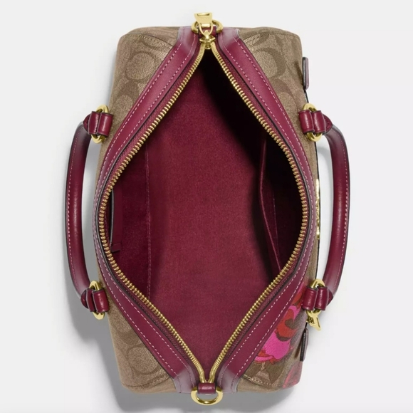 Coach Floral Crossbody Bag in Brown and Red - Picture 2 of 3